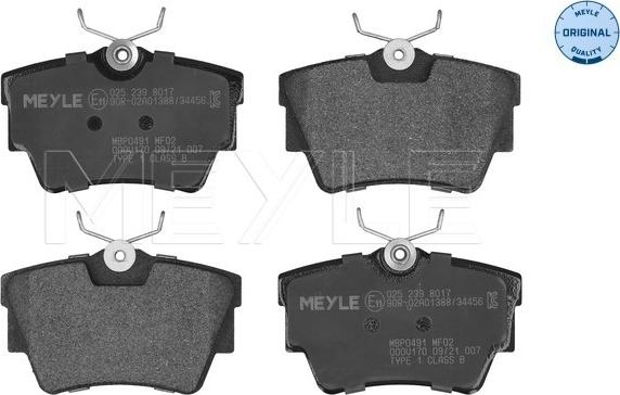 Meyle 025 239 8017 - Brake Pad Set, disc brake www.autospares.lv