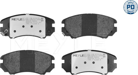 Meyle 025 238 9116/PD - Brake Pad Set, disc brake www.autospares.lv