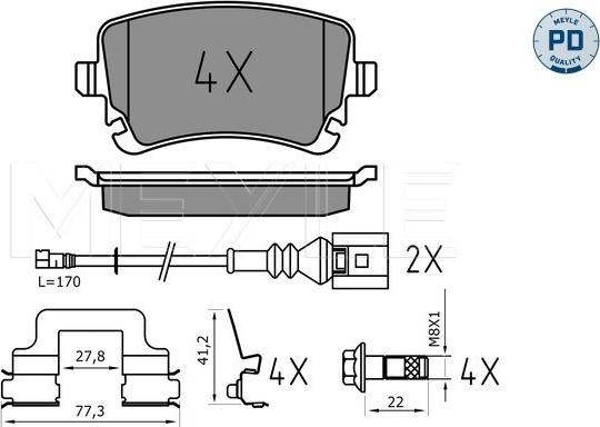 Meyle 025 233 2617-1/PD - Brake Pad Set, disc brake www.autospares.lv