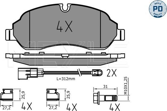 Meyle 025 220 3417/PD - Bremžu uzliku kompl., Disku bremzes autospares.lv