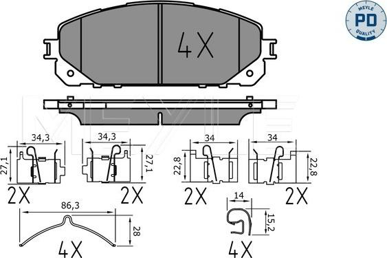 Meyle 025 220 7018/PD - Bremžu uzliku kompl., Disku bremzes autospares.lv