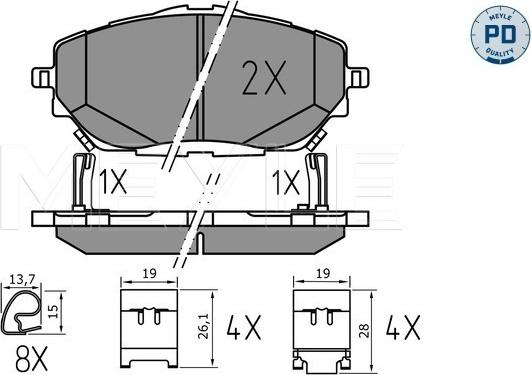 Meyle 025 227 8218/PD - Bremžu uzliku kompl., Disku bremzes www.autospares.lv