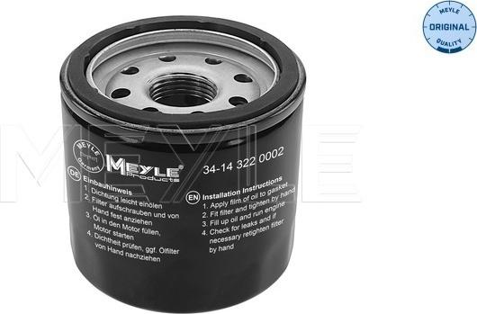 Meyle 34-14 322 0002 - Eļļas filtrs autospares.lv