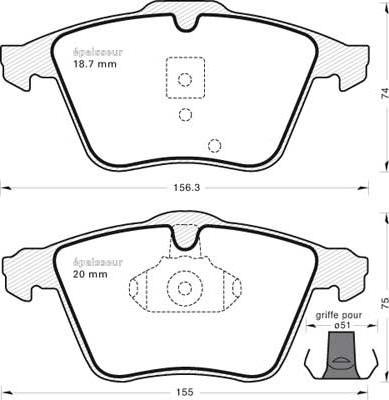 Japanparts JPA0349AF - Bremžu uzliku kompl., Disku bremzes www.autospares.lv