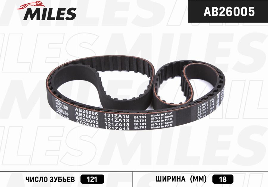 Miles AB26005 - Зубчатый ремень ГРМ www.autospares.lv