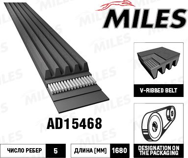 Miles AD15468 - Поликлиновой ремень www.autospares.lv