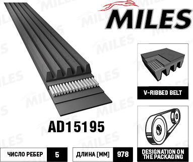 Miles AD15195 - Ķīļrievu siksna autospares.lv