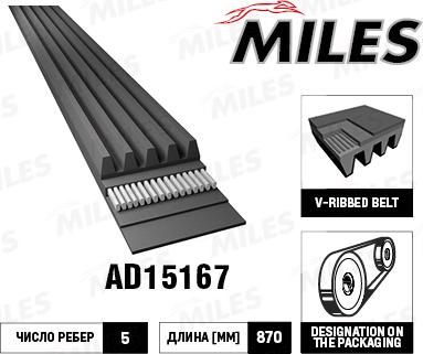 Miles AD15167 - Ķīļrievu siksna autospares.lv