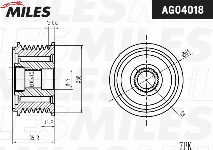 Miles AG04018 - Piedziņas skriemelis, Ģenerators autospares.lv