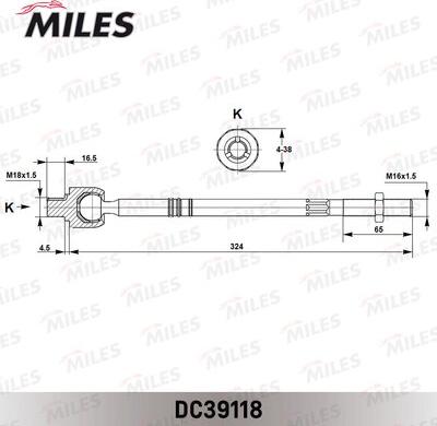 Miles DC39118 - Aksiālais šarnīrs, Stūres šķērsstiepnis www.autospares.lv