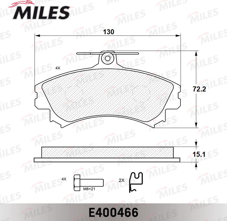 Miles E400466 - Bremžu uzliku kompl., Disku bremzes autospares.lv