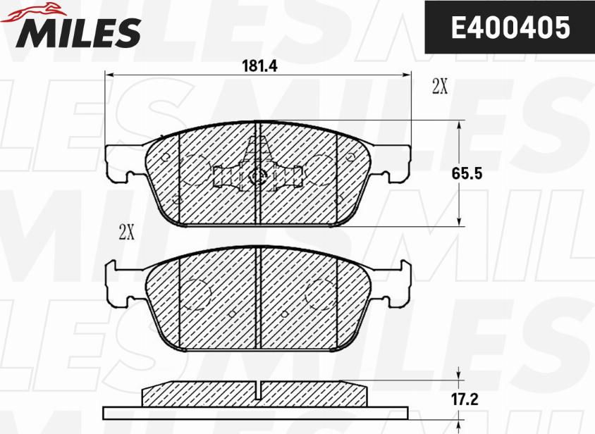 Miles E400405 - Bremžu uzliku kompl., Disku bremzes www.autospares.lv