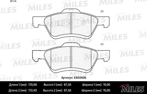 Miles E400406 - Bremžu uzliku kompl., Disku bremzes autospares.lv