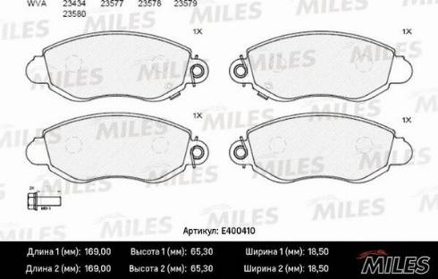 Miles E400410 - Bremžu uzliku kompl., Disku bremzes www.autospares.lv