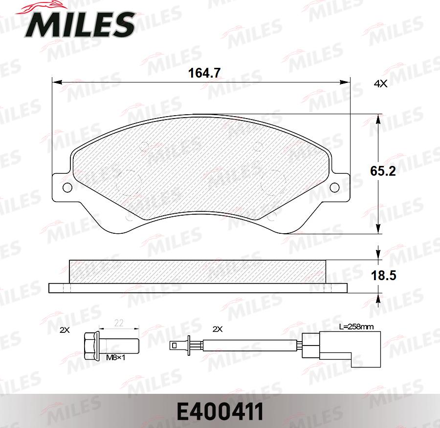 Miles E400411 - Bremžu uzliku kompl., Disku bremzes www.autospares.lv