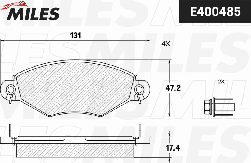 Miles E400485 - Bremžu uzliku kompl., Disku bremzes www.autospares.lv