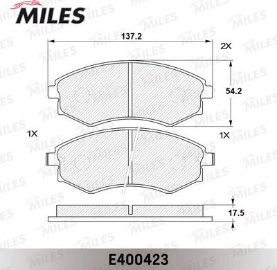 Miles E400423 - Тормозные колодки, дисковые, комплект www.autospares.lv