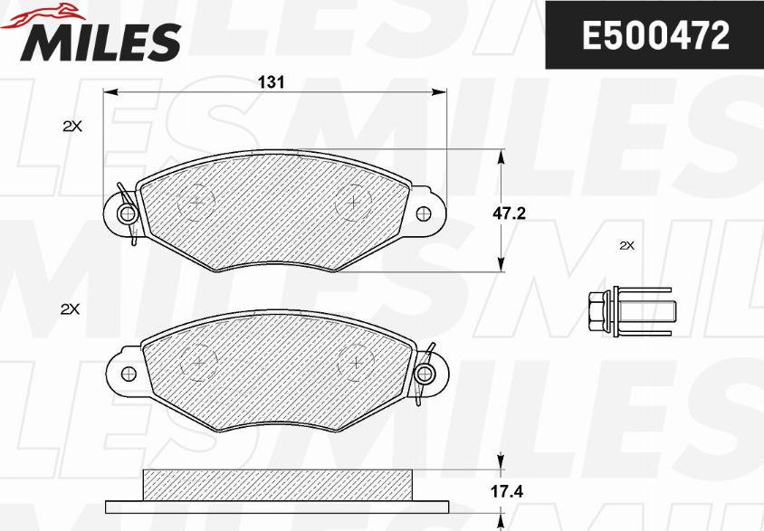 Miles E400472 - Bremžu uzliku kompl., Disku bremzes autospares.lv