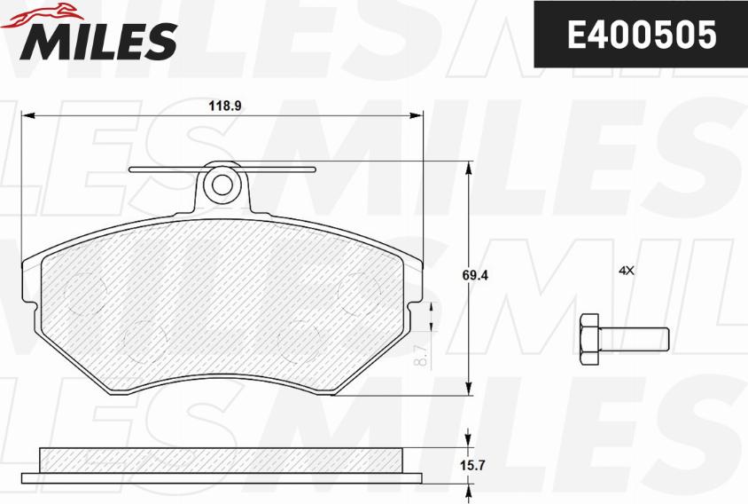 Miles E400505 - Bremžu uzliku kompl., Disku bremzes autospares.lv