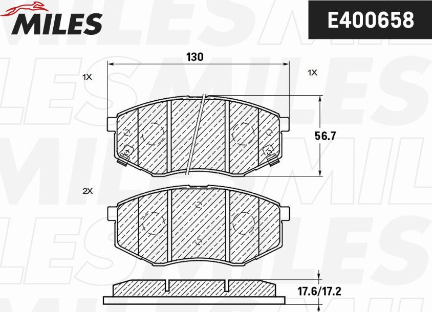 Miles E400658 - Тормозные колодки, дисковые, комплект www.autospares.lv