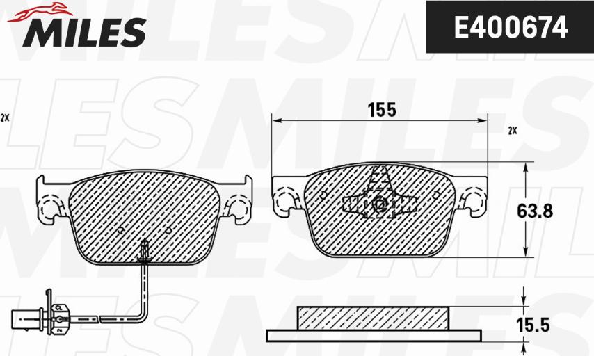 Miles E400674 - Bremžu uzliku kompl., Disku bremzes www.autospares.lv