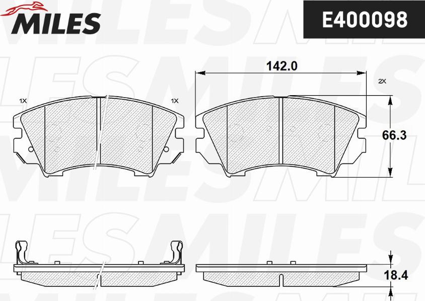 Miles E400098 - Bremžu uzliku kompl., Disku bremzes www.autospares.lv