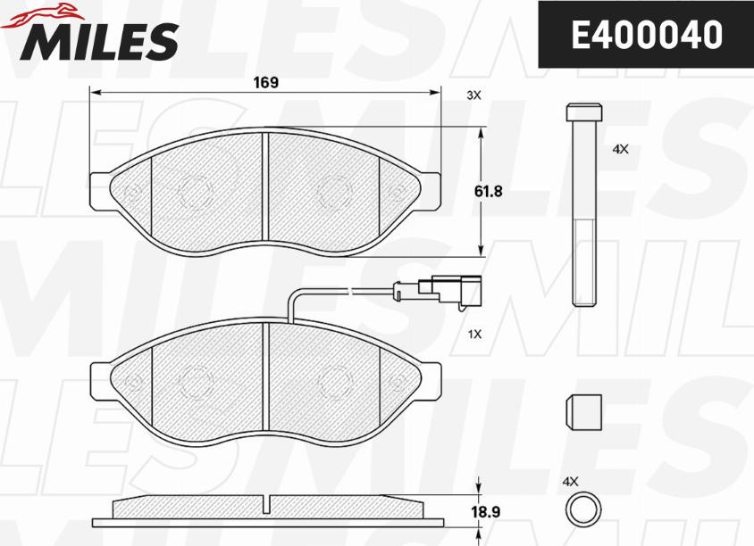 Miles E400040 - Bremžu uzliku kompl., Disku bremzes autospares.lv