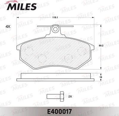 Miles E400017 - Brake Pad Set, disc brake www.autospares.lv