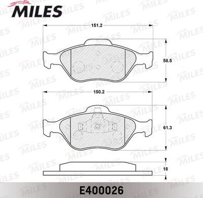 Miles E400026 - Тормозные колодки, дисковые, комплект www.autospares.lv