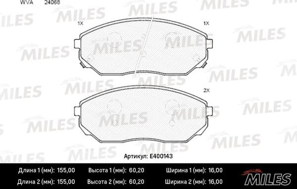 Miles E400143 - Bremžu uzliku kompl., Disku bremzes www.autospares.lv