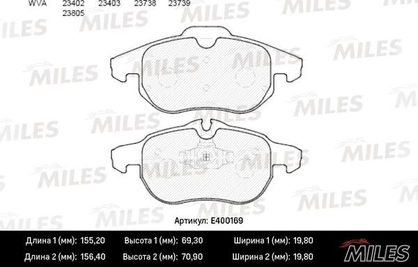 Miles E400169 - Bremžu uzliku kompl., Disku bremzes autospares.lv