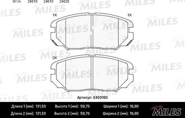 Miles E400160 - Brake Pad Set, disc brake www.autospares.lv