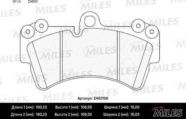 Miles E400106 - Bremžu uzliku kompl., Disku bremzes autospares.lv