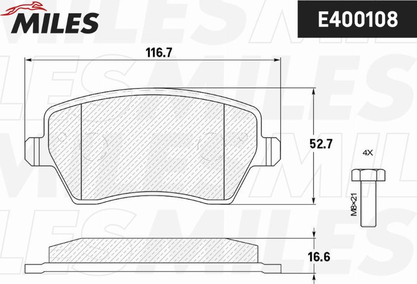 Miles E400108 - Тормозные колодки, дисковые, комплект www.autospares.lv