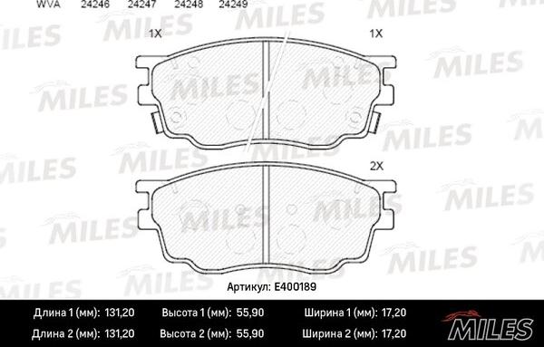 Miles E400189 - Тормозные колодки, дисковые, комплект www.autospares.lv