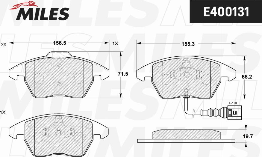 Miles E400131 - Brake Pad Set, disc brake www.autospares.lv