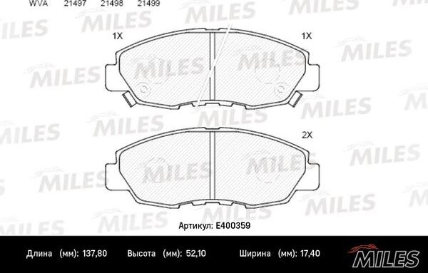 Miles E400359 - Bremžu uzliku kompl., Disku bremzes autospares.lv