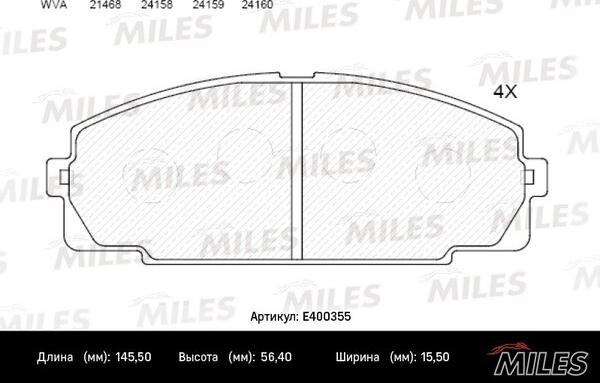 Miles E400355 - Brake Pad Set, disc brake www.autospares.lv