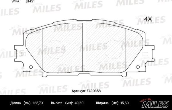 Miles E400358 - Bremžu uzliku kompl., Disku bremzes autospares.lv