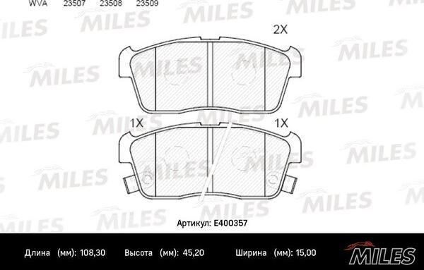 Miles E400357 - Bremžu uzliku kompl., Disku bremzes www.autospares.lv