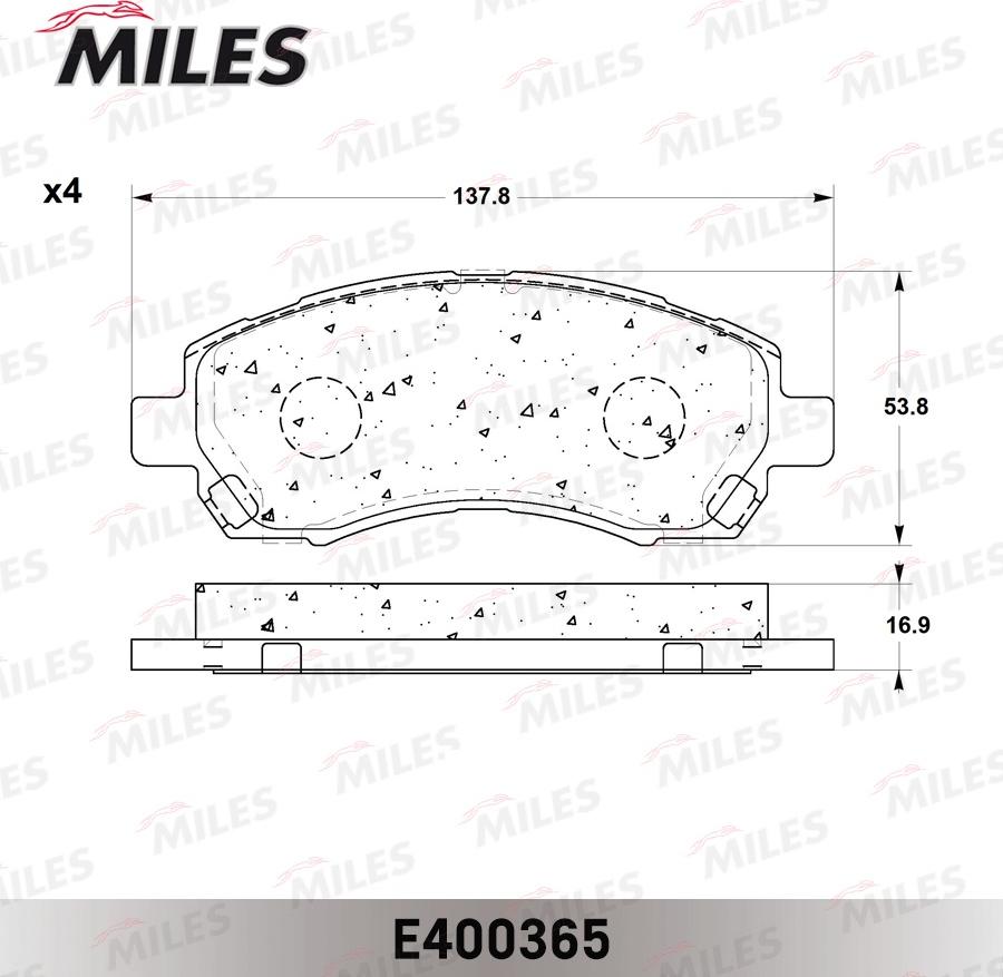 Miles E400365 - Bremžu uzliku kompl., Disku bremzes www.autospares.lv