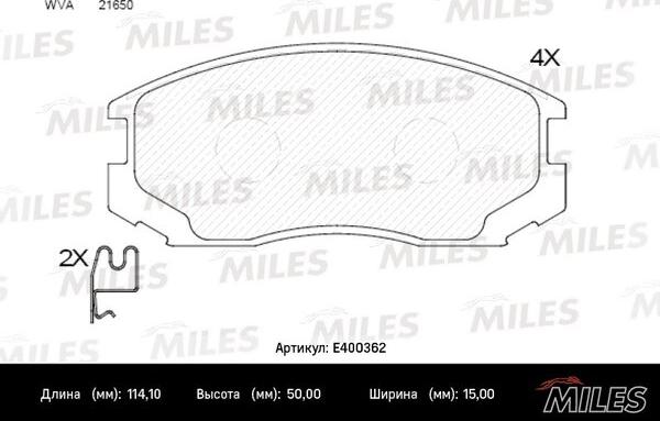 Miles E400362 - Bremžu uzliku kompl., Disku bremzes autospares.lv