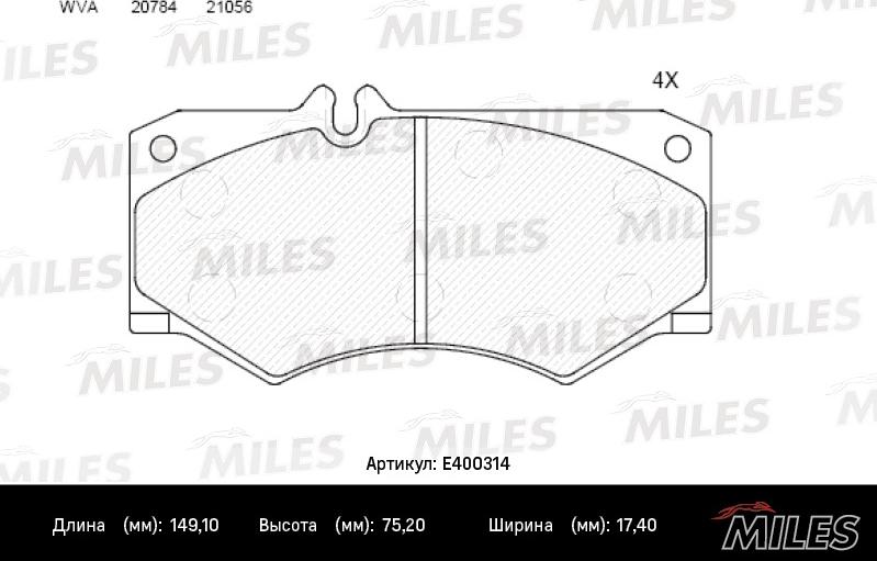 Miles E400314 - Bremžu uzliku kompl., Disku bremzes autospares.lv