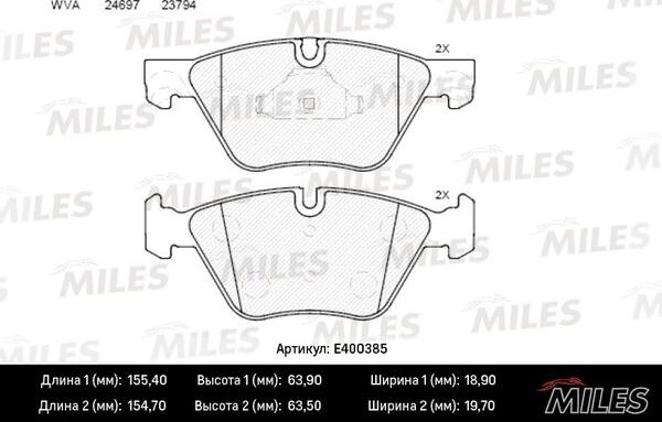 Miles E400385 - Bremžu uzliku kompl., Disku bremzes autospares.lv