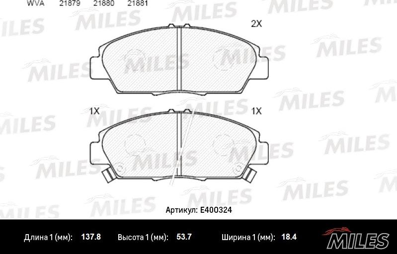 Miles E400324 - Brake Pad Set, disc brake www.autospares.lv