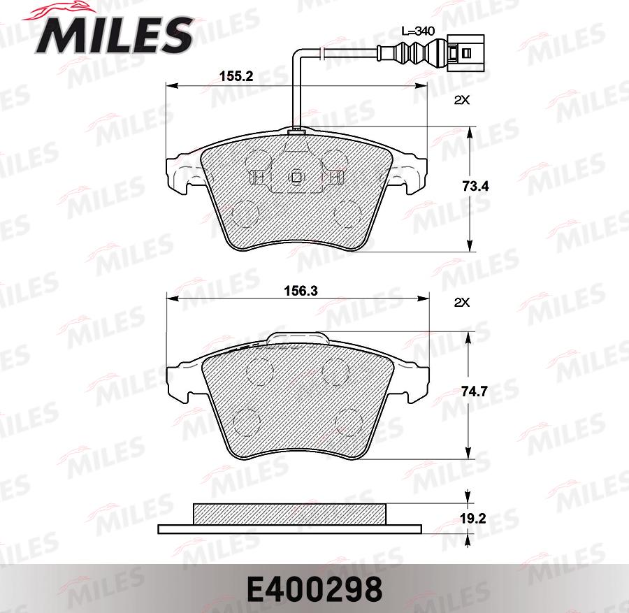 Miles E400298 - Bremžu uzliku kompl., Disku bremzes www.autospares.lv