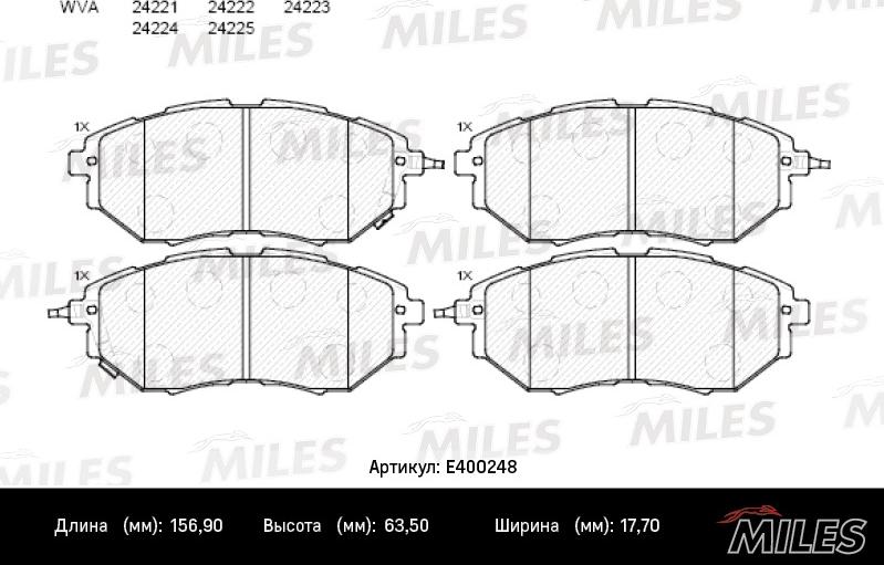 Miles E400248 - Brake Pad Set, disc brake www.autospares.lv