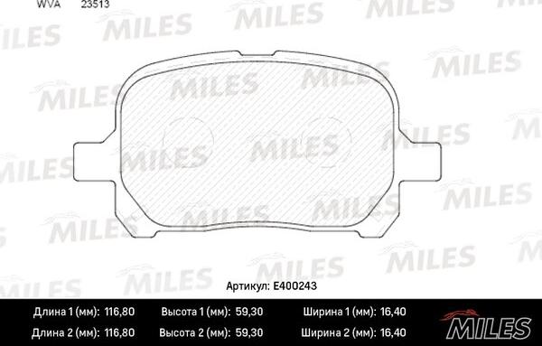 Miles E400243 - Bremžu uzliku kompl., Disku bremzes autospares.lv