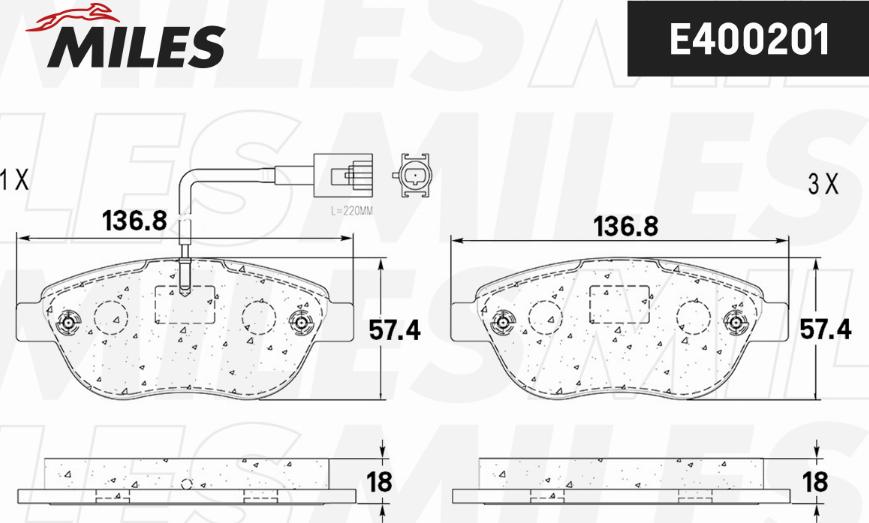 Miles E400201 - Тормозные колодки, дисковые, комплект www.autospares.lv