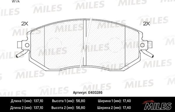 Miles E400286 - Bremžu uzliku kompl., Disku bremzes autospares.lv